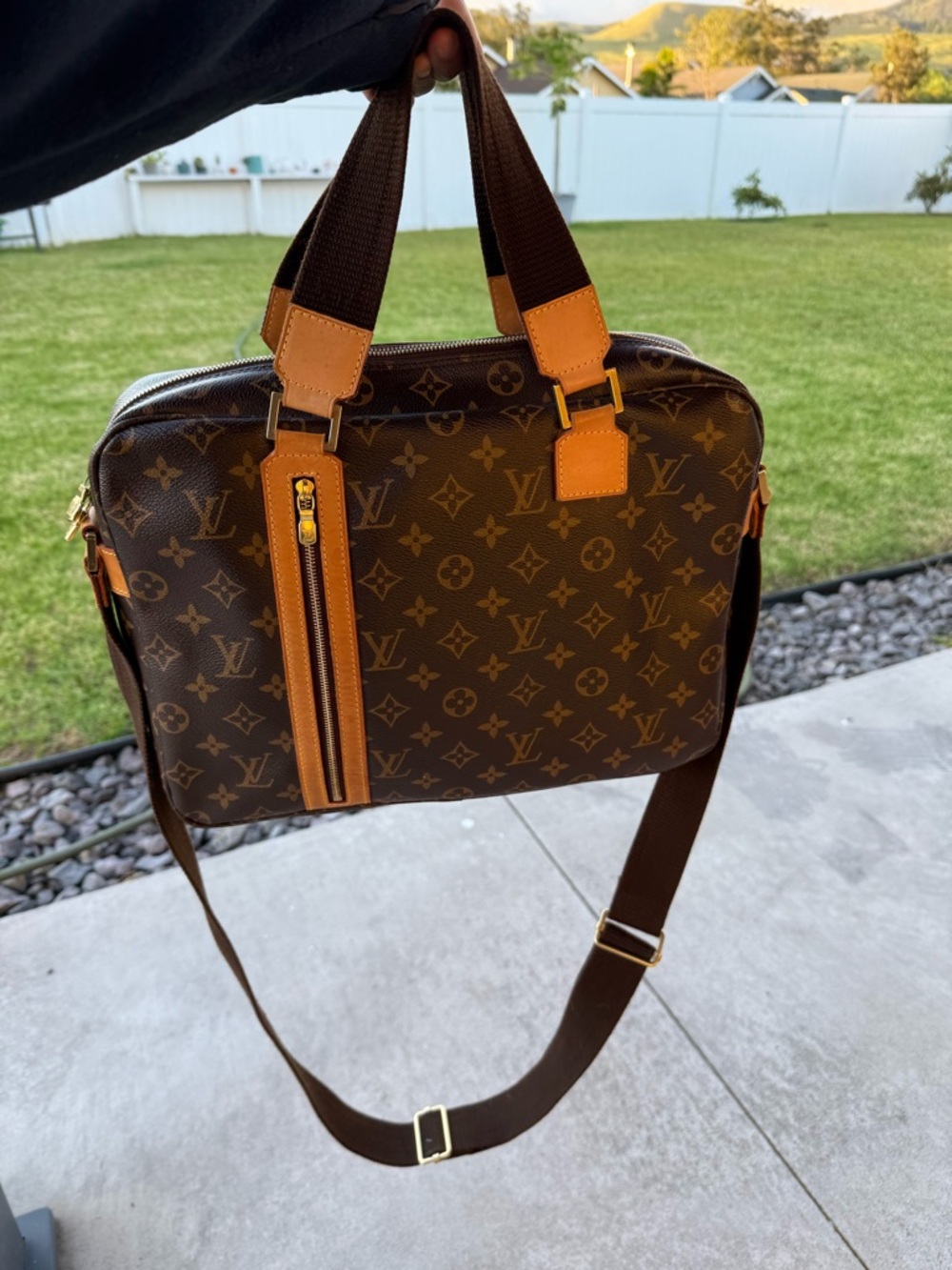 Louis Vuitton Brown Monogram Messenger Bag with Tan Trim